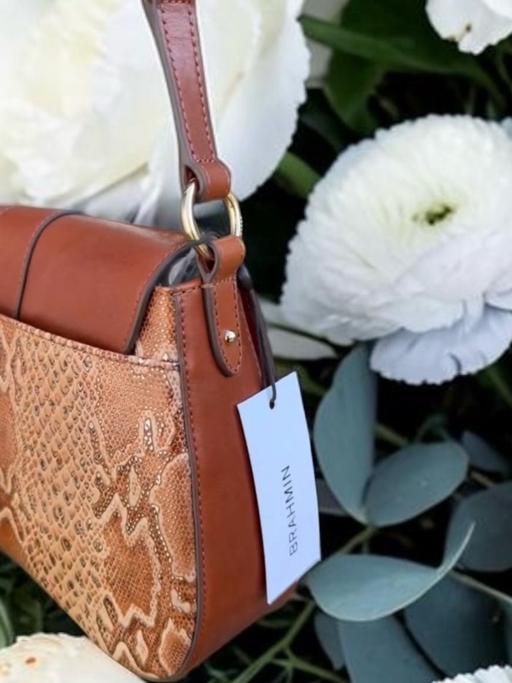Brahmin Nerida multi Wailua snake embossed leather buckle shoulder bag NWT RARE - Picture 13 of 15